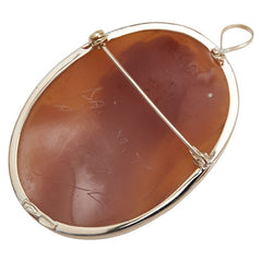 K10YG イエローゴールド シェルカメオ約30×40mm ブローチ ペンダントトップ レディース 【中古】