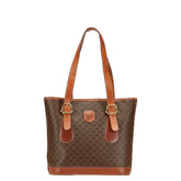 セリーヌ マカダム トートバッグ ハンドバッグ ブラウン PVC レザー レディース CELINE 【中古】