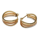 K14YG イエローゴールド スリーカラー フープピアス レディース 【中古】