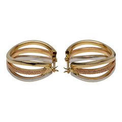 K14YG イエローゴールド スリーカラー フープピアス レディース 【中古】