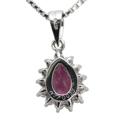 Pt850 プラチナ ピンクサファイア0.77ct ダイヤ0.25ct 雫 モチーフ ペンダントネックレス レディース 【中古】