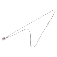 Pt850 プラチナ ピンクサファイア0.77ct ダイヤ0.25ct 雫 モチーフ ペンダントネックレス レディース 【中古】