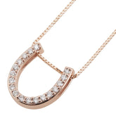 K10PG ピンクゴールド ダイヤ0.25ct ホースシュー 馬蹄 モチーフ ペンダントネックレス レディース 【中古】
