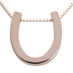 K10PG ピンクゴールド ダイヤ0.25ct ホースシュー 馬蹄 モチーフ ペンダントネックレス レディース 【中古】