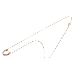 K10PG ピンクゴールド ダイヤ0.25ct ホースシュー 馬蹄 モチーフ ペンダントネックレス レディース 【中古】