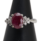 K18WG ホワイトゴールド ルビー2.51ct ダイヤ0.16ct リング 指輪 レディース 10号 【中古】