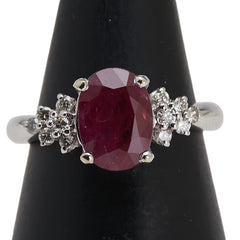 K18WG ホワイトゴールド ルビー2.51ct ダイヤ0.16ct リング 指輪 レディース 10号 【中古】