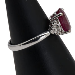K18WG ホワイトゴールド ルビー2.51ct ダイヤ0.16ct リング 指輪 レディース 10号 【中古】