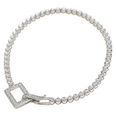 K18WG ホワイトゴールド ダイヤ1.00ct テニスチェーン ブレスレット レディース 【中古】