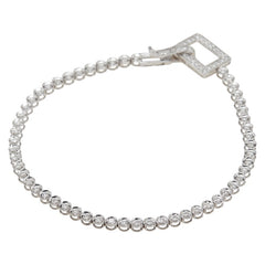 K18WG ホワイトゴールド ダイヤ1.00ct テニスチェーン ブレスレット レディース 【中古】
