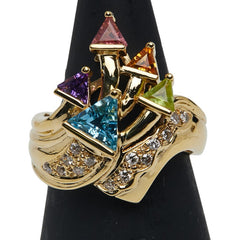 K18YG イエローゴールド 色石 ダイヤ0.18ct リング 指輪 レディース 9.5号 【中古】