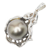 K18WG ホワイトゴールド 黒蝶真珠約11.8mm ダイヤ0.03ct ペンダントトップ レディース 【中古】