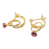K18YG イエローゴールド ガーネット スイング フープピアス レディース 【中古】