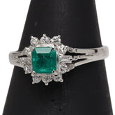 Pt900 プラチナ エメラルド0.43ct ダイヤ0.23ct リング 指輪 レディース 11号 【中古】