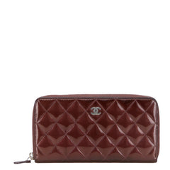 シャネル マトラッセ ココマーク ラウンドファスナー 長財布 パープル エナメル レディース CHANEL 【中古】