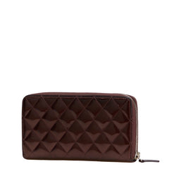 シャネル マトラッセ ココマーク ラウンドファスナー 長財布 パープル エナメル レディース CHANEL 【中古】