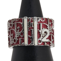ディオール トロッター リング 指輪 #5 シルバー レッド メタル レディース Dior 【中古】