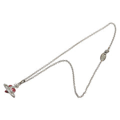 ヴィヴィアンウエストウッド ディアマンテハート オーブ ラインストーン ネックレス シルバー レッド メタル レディース Vivienne Westwood 【中古】