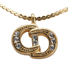 ディオール CDロゴ ネックレス ゴールド メッキ ラインストーン レディース Dior 【中古】
