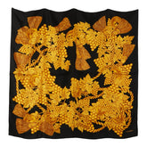 シャネル 葡萄 ココマーク タッセル モチーフ スカーフ ブラック ゴールド シルク レディース CHANEL 【中古】