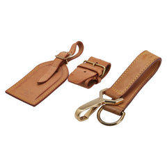 ルイ ヴィトン ネームタグ ポワニエ ハンドストラップ 3点セット ベージュ レザー レディース LOUIS VUITTON 【中古】