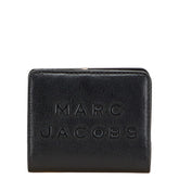 マークジェイコブス ロゴ 二つ折り財布 ブラック レザー レディース MARC JACOBS 中古