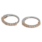 K18PG ピンクゴールド K18WG ホワイトゴールド ダイヤ0.38ct フープ イヤリング レディース 【中古】