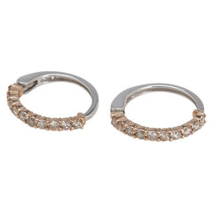 K18PG ピンクゴールド K18WG ホワイトゴールド ダイヤ0.38ct フープ イヤリング レディース 【中古】