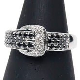 K18WG ホワイトゴールド ダイヤ0.50ct ベルト モチーフ リング 指輪 レディース 13号 【中古】