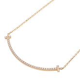 ティファニー Tスマイル スモール ペンダントネックレス K18PG ピンクゴールド ダイヤモンド レディース TIFFANY&Co. 【中古】