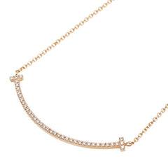 ティファニー Tスマイル スモール ペンダントネックレス K18PG ピンクゴールド ダイヤモンド レディース TIFFANY&Co. 【中古】
