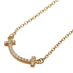 ティファニー Tスマイル ミニ ペンダントネックレス K18YG イエローゴールド ダイヤモンド レディース TIFFANY&Co. 【中古】