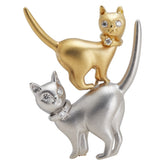 K18YG イエローゴールド K18WG ホワイトゴールド ダイヤ0.10ct キャット 猫 ブローチ レディース 【中古】