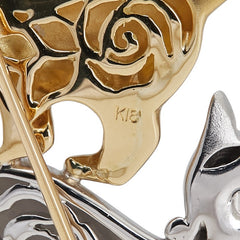 K18YG イエローゴールド K18WG ホワイトゴールド ダイヤ0.10ct キャット 猫 ブローチ レディース 【中古】
