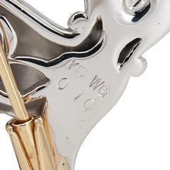 K18YG イエローゴールド K18WG ホワイトゴールド ダイヤ0.10ct キャット 猫 ブローチ レディース 【中古】