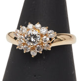 K18YG イエローゴールド ダイヤ0.35ct ダイヤ0.25ct フラワー 花 モチーフ リング 指輪 レディース 10.5号 【中古】