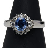 Pt850 プラチナ サファイア0.80ct ダイヤ0.27 リング 指輪 レディース 11号 【中古】