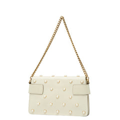 グッチ ブロードウェイ パール&ビー チェーン ショルダーバッグ 2WAY 453778 ホワイト ゴールド レザー レディース GUCCI 【中古】