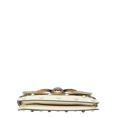 グッチ ブロードウェイ パール&ビー チェーン ショルダーバッグ 2WAY 453778 ホワイト ゴールド レザー レディース GUCCI 【中古】