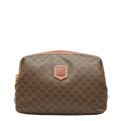 セリーヌ マカダム ポーチ ブラウン PVC レザー レディース CELINE 【中古】