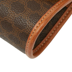 セリーヌ マカダム ポーチ ブラウン PVC レザー レディース CELINE 【中古】