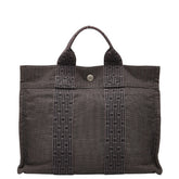 エルメス エールライン トートPM ハンドバッグ トートバッグ グレー ブラック キャンバス レディース HERMES 【中古】