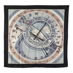 エルメス カレ90 MECANIQUE DU TEMPS 時の仕掛け スカーフ ブラック グレー マルチカラー シルク レディース HERMES 【中古】
