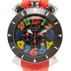 ガガ ミラノ マヌアーレ 腕時計 クオーツ ブラック文字盤 ステンレススチール ラバー メンズ Gaga Milano 【中古】