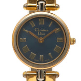 ディオール ヴィンテージ 腕時計 クオーツ ネイビー文字盤 ステンレススチール メッキ レディース Dior 【中古】