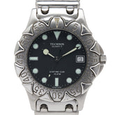 テクノス 腕時計 クオーツ ブラック文字盤 ステンレススチール メンズ TECHNOS 【中古】