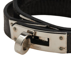 エルメス ケリー ドゥブルトゥール ブレスレット ブラック シルバー ボックスカーフ レディース HERMES 【中古】