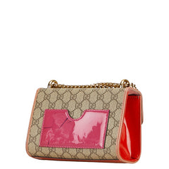 グッチ GGスプリーム ショルダーバッグ 409487 ベージュ レッド オレンジ レザー レディース GUCCI 【中古】