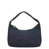 プラダ 三角ロゴプレート ハンドバッグ ネイビー ナイロン レディース PRADA 【中古】