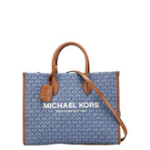 マイケルコース MKシグネチャー トートバッグ ショルダーバッグ 2WAY ブルー ブラウン キャンバス レザー レディース Michael Kors 中古